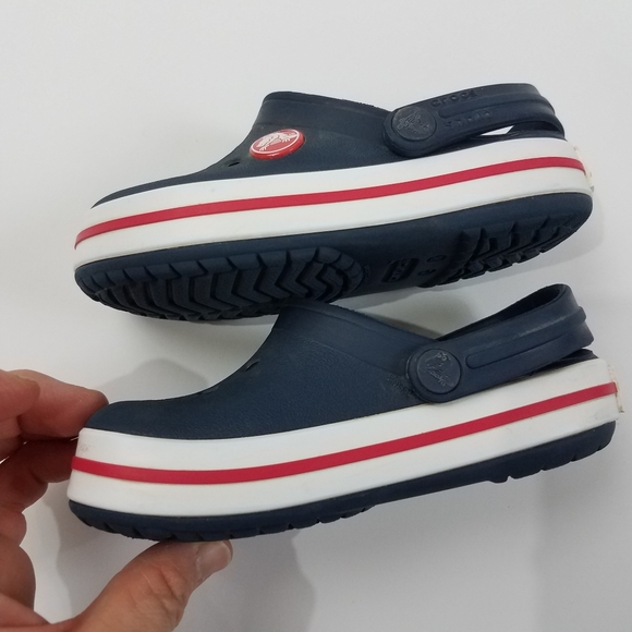 Crocs Blue Stripe Original Clogs Size 8 Toddler - Picture 3 of 5